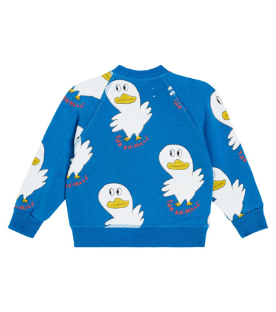 The Animals Observatory Baby Duck Printed Cotton Sweatshirt In Blue