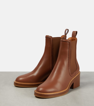 Shop Chloé Mallo Leather Ankle Boots In Brown