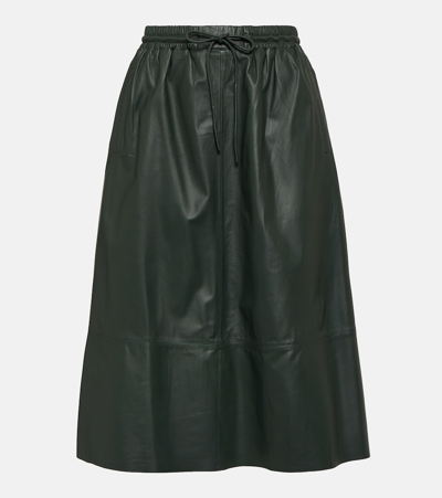 Yves Salomon Flared Leather Midi Skirt In Neutrals