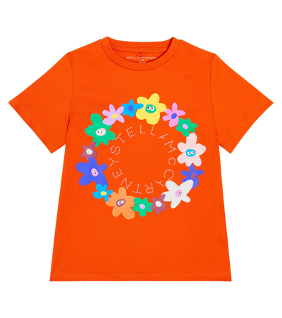 Shop Stella Mccartney Logo Cotton Jersey T-shirt In Orange