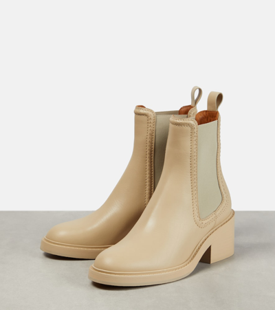 Shop Chloé Mallo Leather Chelsea Boots In Beige