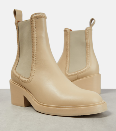 Shop Chloé Mallo Leather Chelsea Boots In Beige