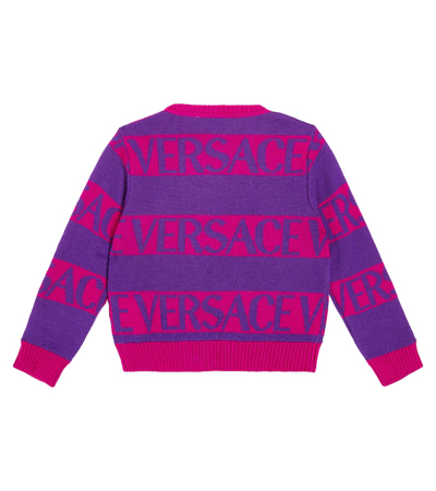 Shop Versace Allover Wool Sweater In Pink