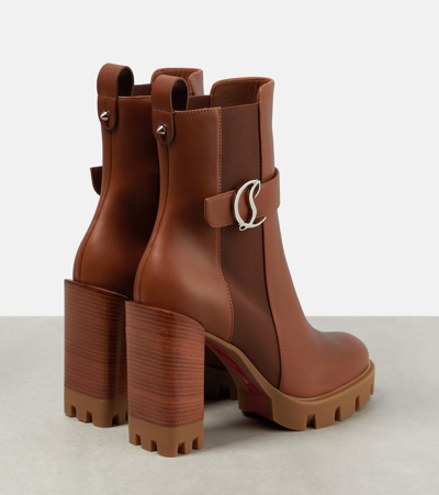 Shop Christian Louboutin Cl Chelsea Lug 100 Embellished Leather Ankle Boots In Brown