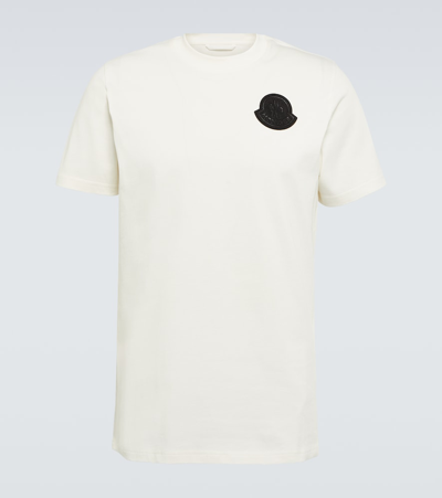 Shop Moncler Logo Cotton Jersey T-shirt In White