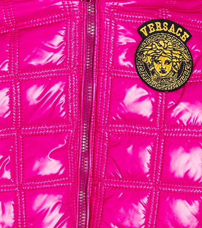 Shop Versace Medusa Quilted Puffer Jacket In Pink