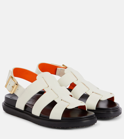 Shop Marni Fussbett Gladiator Leather Sandals In White