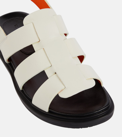 Shop Marni Fussbett Gladiator Leather Sandals In White