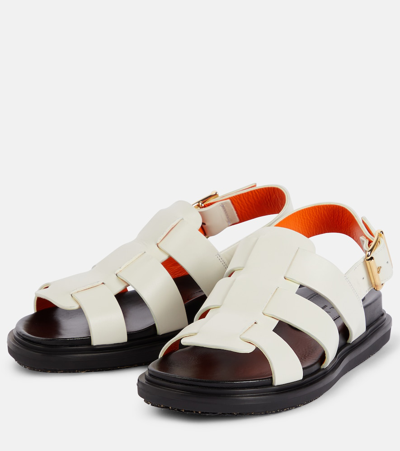 Shop Marni Fussbett Gladiator Leather Sandals In White