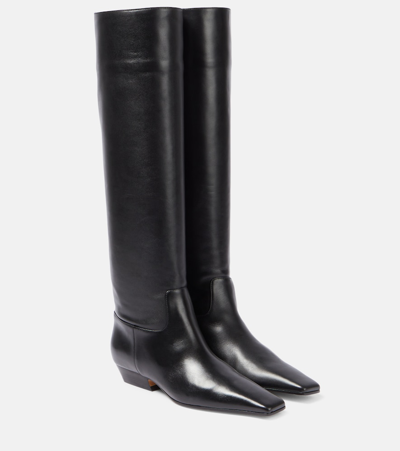 Khaite Marfa Leather Knee Western Boots In Black