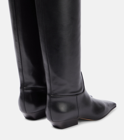 Khaite Marfa Leather Knee Western Boots In Black