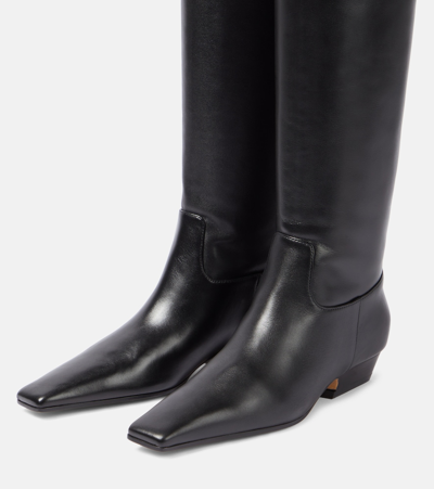 Khaite Marfa Leather Knee Western Boots In Black