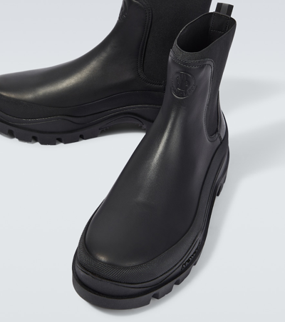 Shop Moncler Larue Leather Ankle Boots In Black