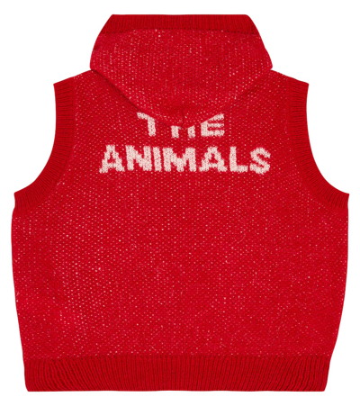 The Animals Observatory Yak Hooded Sweater Vest In Red