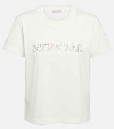 Shop Moncler Logo Embellished Cotton T-shirt In White