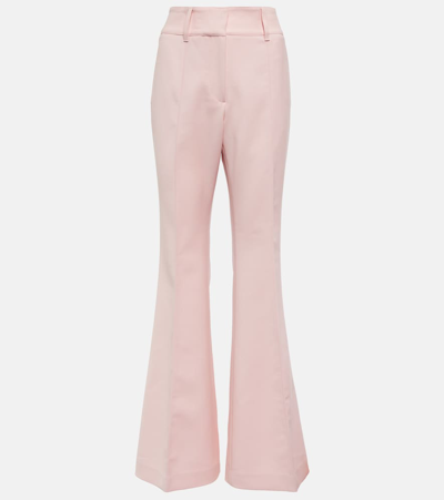Shop Gabriela Hearst Rhein Mid-rise Wool Flared Pants In Pink