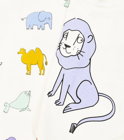Stella Mccartney White Set For Babykids With Animals In Multicoloured