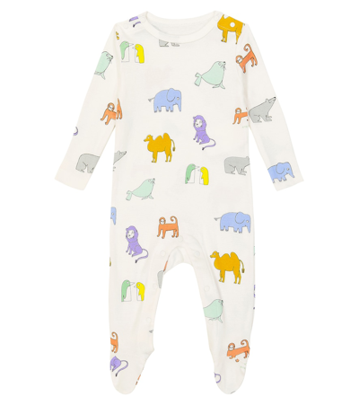 Stella Mccartney White Set For Babykids With Animals In Multicoloured