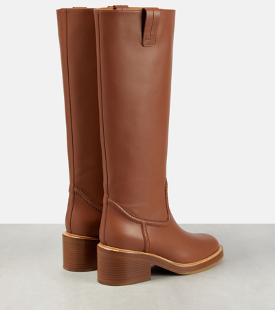 Shop Chloé Mallo Leather Knee-high Boots In Brown