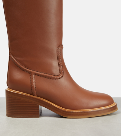 Shop Chloé Mallo Leather Knee-high Boots In Brown