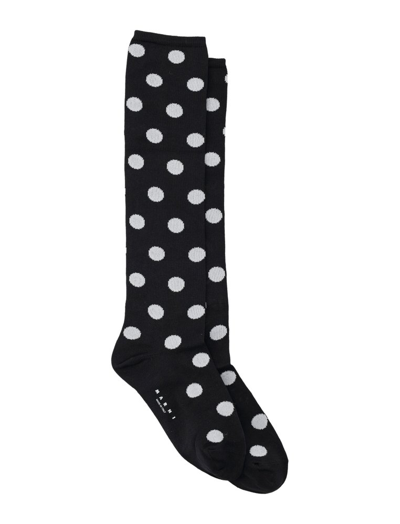 Shop Marni Polka Dot Intarsia Knit Socks In Black
