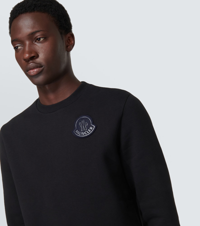 Shop Moncler Cotton Jersey Sweatshirt In Black
