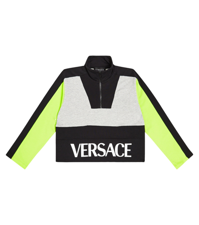 Shop Versace Logo Cotton Jersey Sweatshirt In Multicoloured