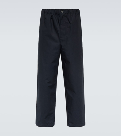 Jil Sander Blue Cotton Straight-leg Trousers In Blue