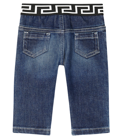 Shop Versace Baby Greca Jeans In Blue