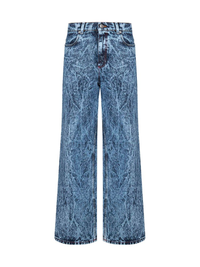 Shop Marni Washed Wide Leg Denim Jeans In Blue