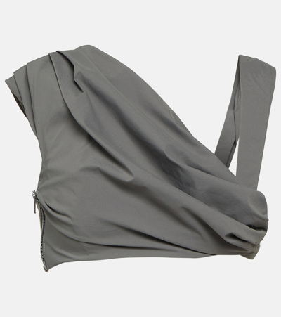 Shop Entire Studios Draped Jersey Crop Top In Grey