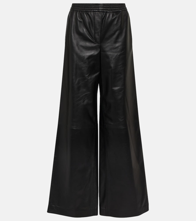 Shop Joseph Ashbridge Leather Wide-leg Pants In Black
