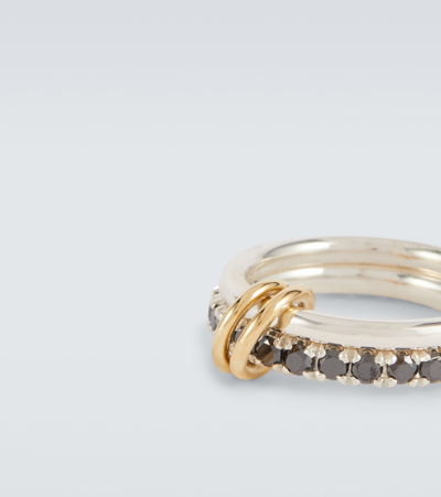 Shop Spinelli Kilcollin Enzo Sg Noir Sterling Silver And 18kt Gold Ring With Black Diamonds