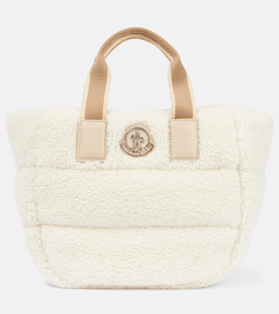 Shop Moncler Caradoc Mini Teddy Tote Bag In White