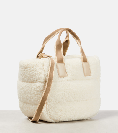 Shop Moncler Caradoc Mini Teddy Tote Bag In White