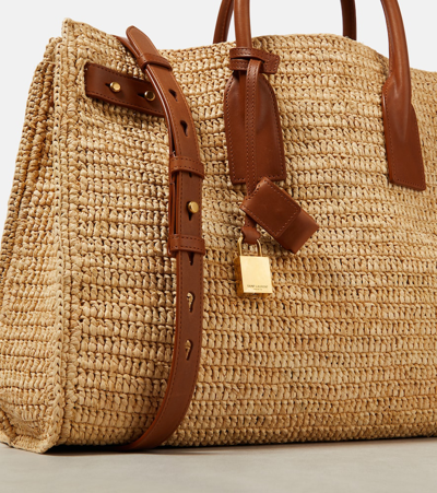 Saint Laurent Medium Sac De Jour Raffia Top Handle Bag In Beige