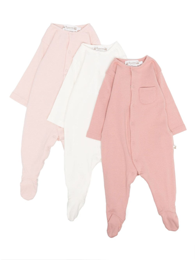 Shop Bonpoint Three-pack Cosima Cotton Pajamas In Pink