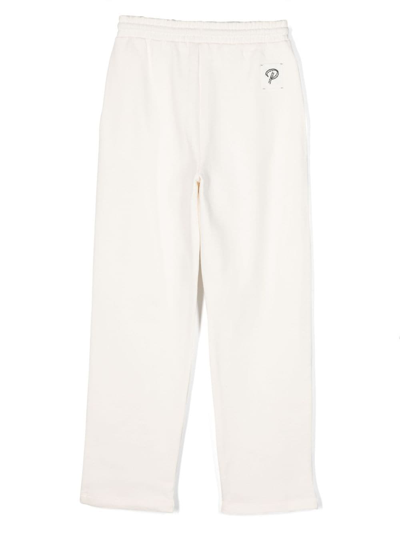 Shop Pinko Drawstring-waist Cotton Track Pants In White