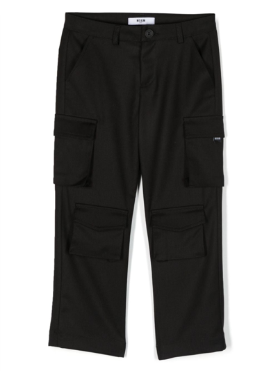 Shop Msgm Multi-pocket Straight-leg Trousers In Black