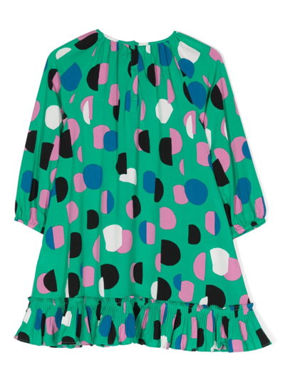 Shop Stella Mccartney Graphic-print Flared-hem Dress In Green