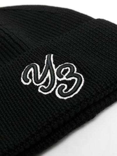 Shop Y-3 Logo-patch Wool Beanie In Black