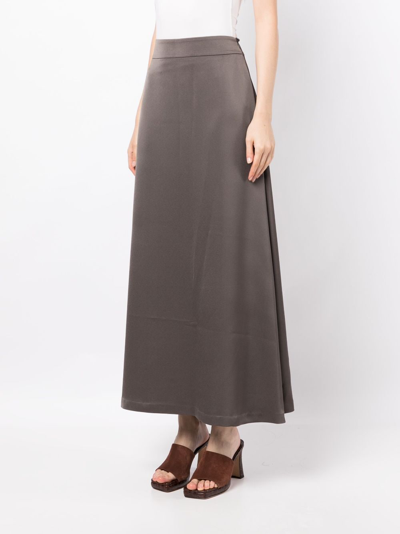 Shop Shatha Essa High-waist A-line Midi Skirt In Grey