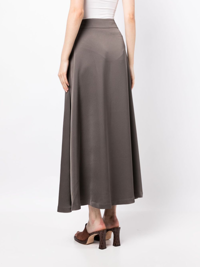 Shop Shatha Essa High-waist A-line Midi Skirt In Grey