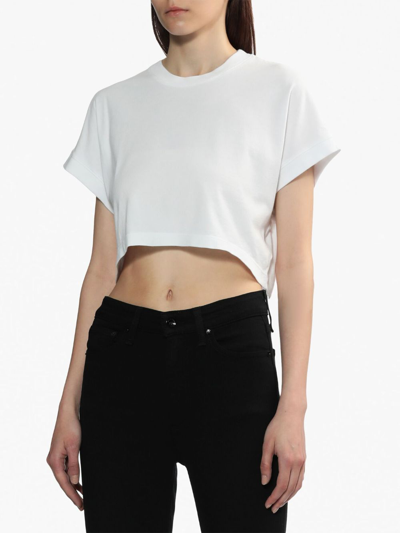 Shop Agolde Cropped Cotton T-shirt In White