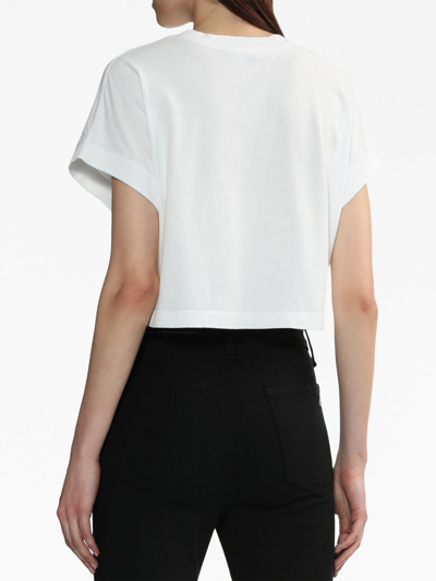 Shop Agolde Cropped Cotton T-shirt In White