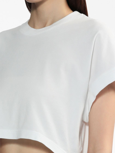 Shop Agolde Cropped Cotton T-shirt In White