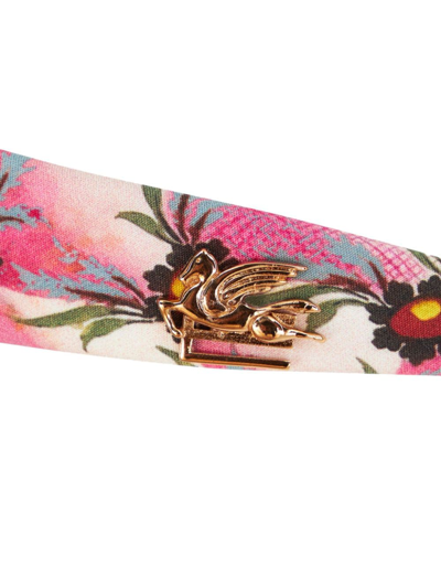 Shop Etro Floral-print Silk Headband In Pink