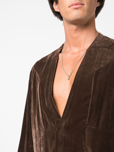 Rick Owens Fogpocket Secret Velvet Overshirt In Brown