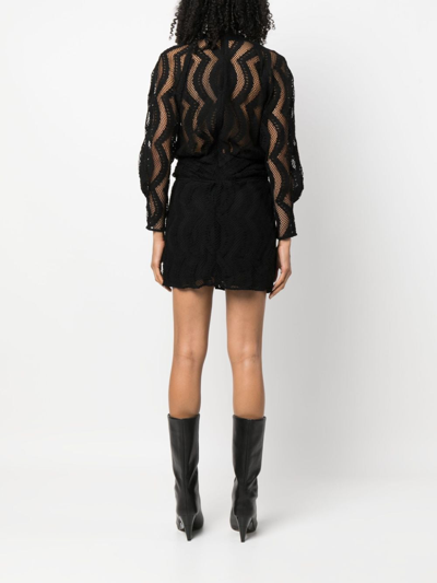 Shop Iro Emsy Patterned-lace Minidress In Black