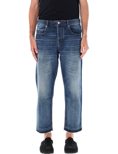 Shop Isabel Marant Logo Patch Straight Leg Jeans In Blue